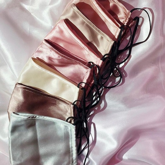 OLD ROSE Colored Charmeuse Silk Face Mask - Picture 3 of 4